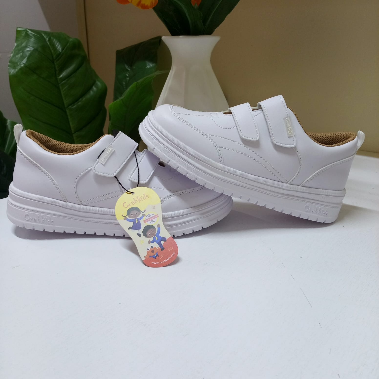 CrabKids White Double Velcro Sneaker